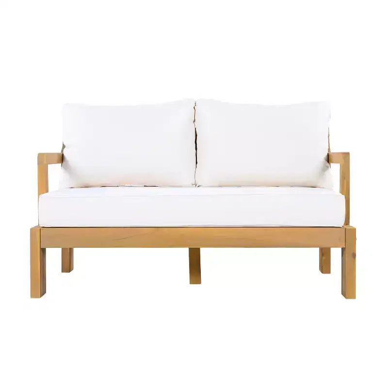 Christopher Knight Home Karolina Modern 4 Piece Patio Acacia Wood Seating Set and Coffee Table