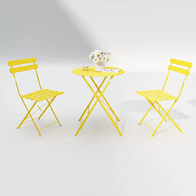 3 Pieces Patio Bistro Balcony Metail Chair Table Set
