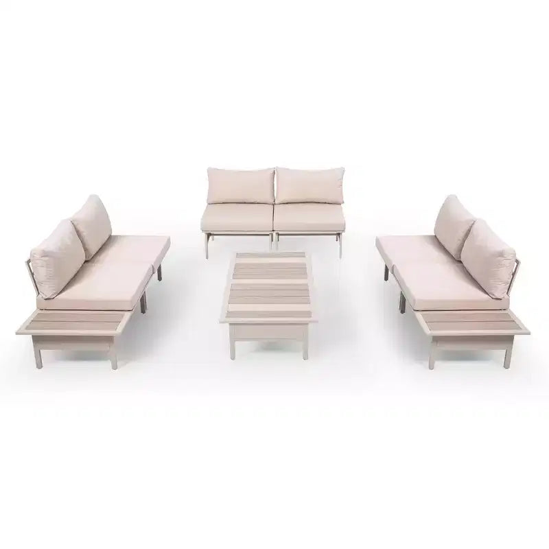 LAUSAINT HOME Patio Furniture Set, Outdoor Metal Frame Patio Conversation Sets with Coffee Table for Garden, Poolside