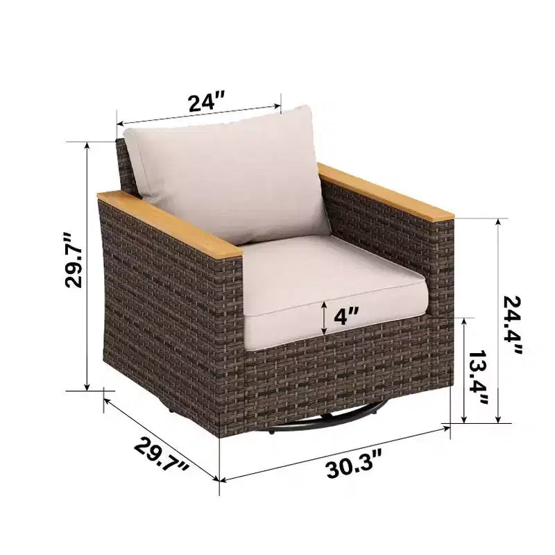 Captiva Designs 9pc Outdoor Wicker Rattan Patio Half-Moon Curved Sectional Sofa Conversation Set with Cushioned Ottoman
