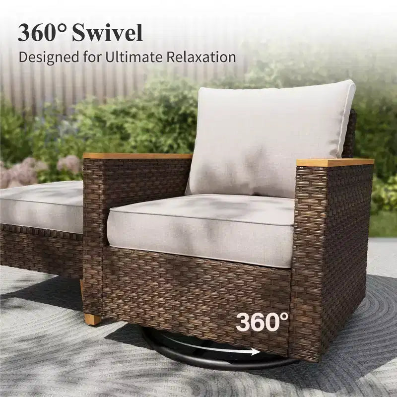 Captiva Designs 9pc Outdoor Wicker Rattan Patio Half-Moon Curved Sectional Sofa Conversation Set with Cushioned Ottoman