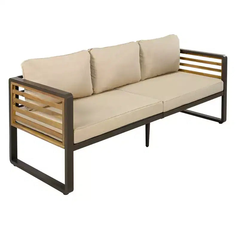 Polibi 4-Piece Outdoor Patio Conversation Set with Removable Cushions