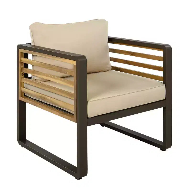 Polibi 4-Piece Outdoor Patio Conversation Set with Removable Cushions