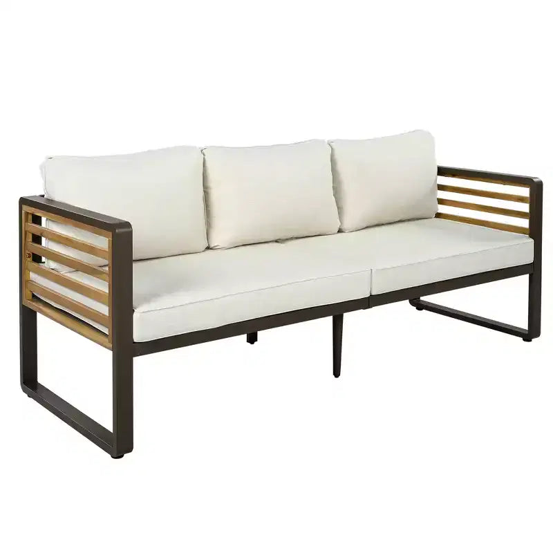 Polibi 4-Piece Outdoor Patio Conversation Set with Removable Cushions