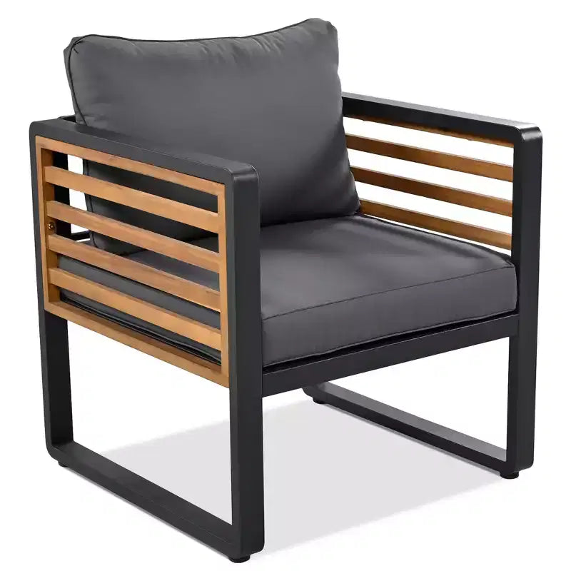 Polibi 4-Piece Outdoor Patio Conversation Set with Removable Cushions