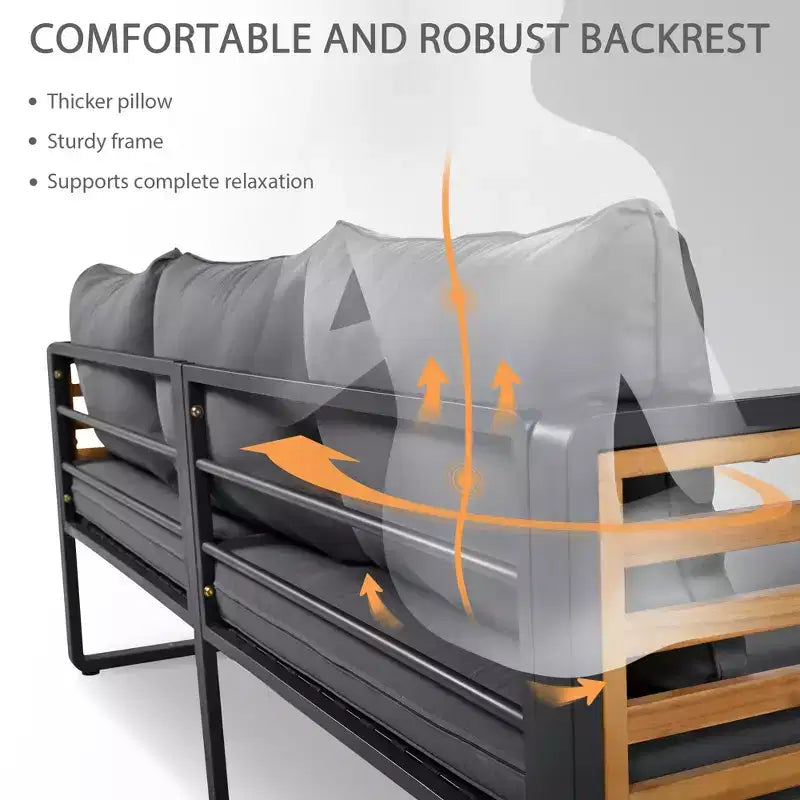 Polibi 4-Piece Outdoor Patio Conversation Set with Removable Cushions