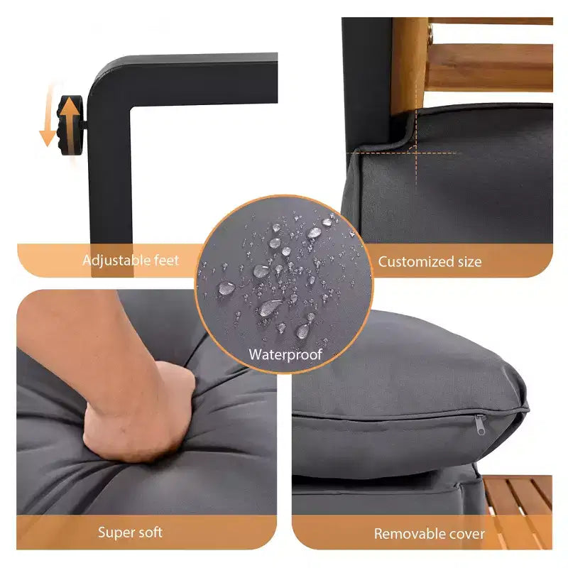 Polibi 4-Piece Outdoor Patio Conversation Set with Removable Cushions