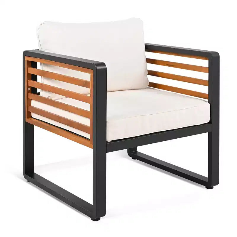 Polibi 4-Piece Outdoor Patio Conversation Set with Removable Cushions