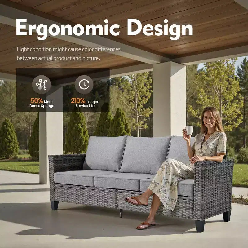 HOMLUX 5-Piece Outdoor Patio Furniture Set: 3-Seater + 2 Chairs + 2 Ottomans