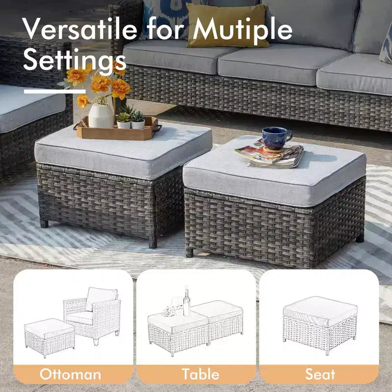 HOMLUX 5-Piece Outdoor Patio Furniture Set: 3-Seater + 2 Chairs + 2 Ottomans