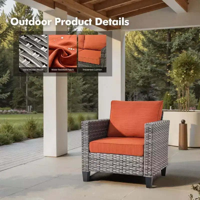 HOMLUX 5-Piece Outdoor Patio Furniture Set: 3-Seater + 2 Chairs + 2 Ottomans