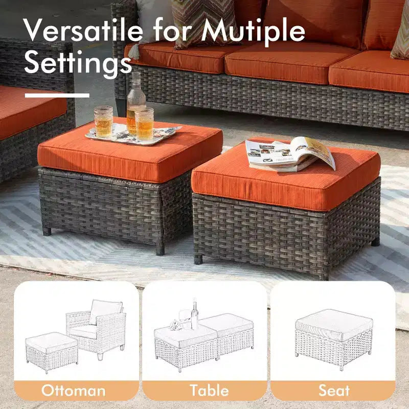 HOMLUX 5-Piece Outdoor Patio Furniture Set: 3-Seater + 2 Chairs + 2 Ottomans