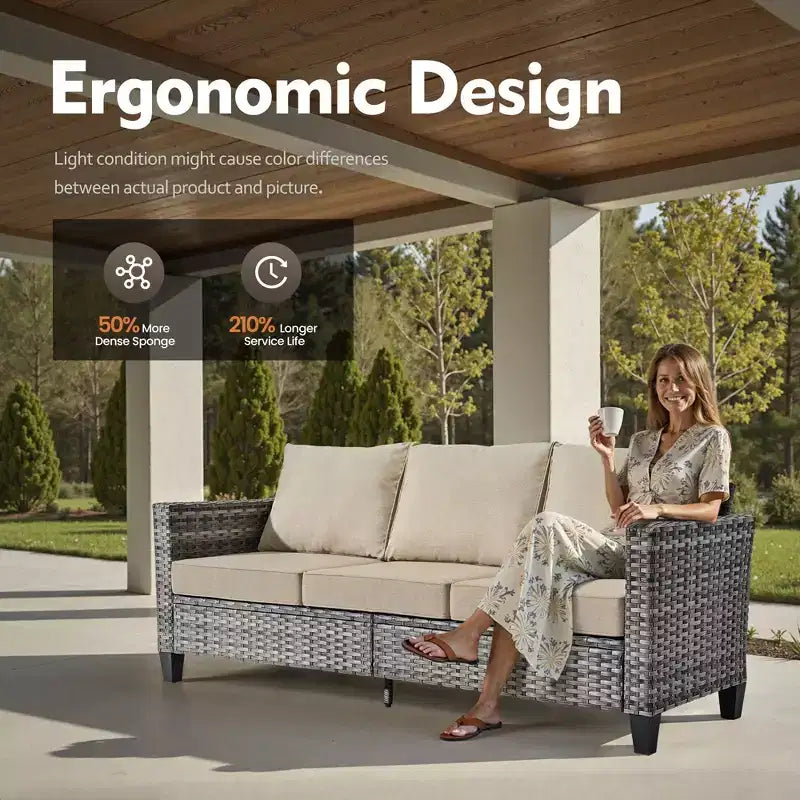 HOMLUX 6-Piece Patio Set w/ 42 Steel Fire Pit, 3-Seater Sofa, Single Chairs & Ottomans
