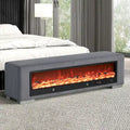 Chenille-Sitzbank mit Kamin-Simulator und Bluetooth-Audio