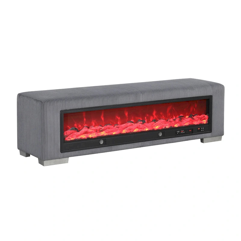 Chenille-Sitzbank mit Kamin-Simulator und Bluetooth-Audio