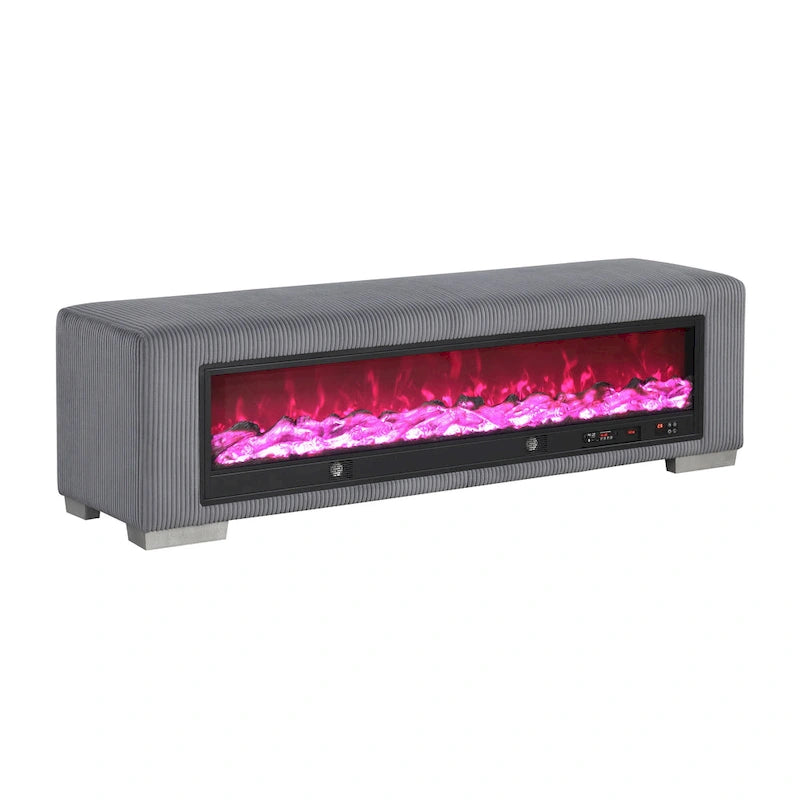 Chenille-Sitzbank mit Kamin-Simulator und Bluetooth-Audio