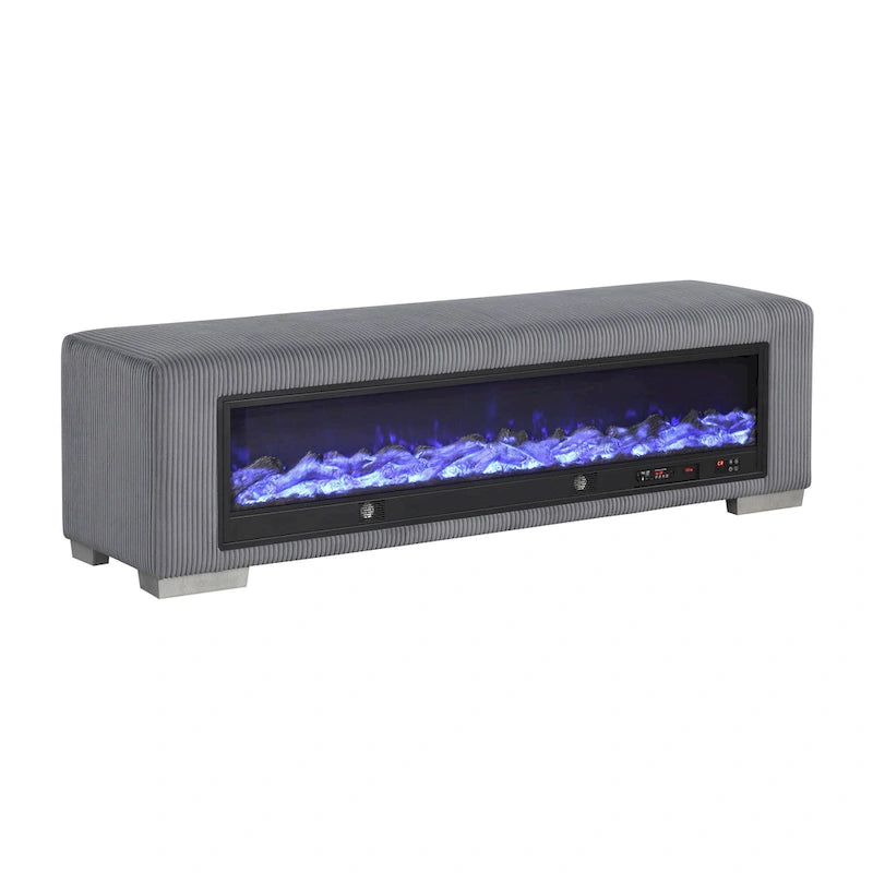 Chenille-Sitzbank mit Kamin-Simulator und Bluetooth-Audio