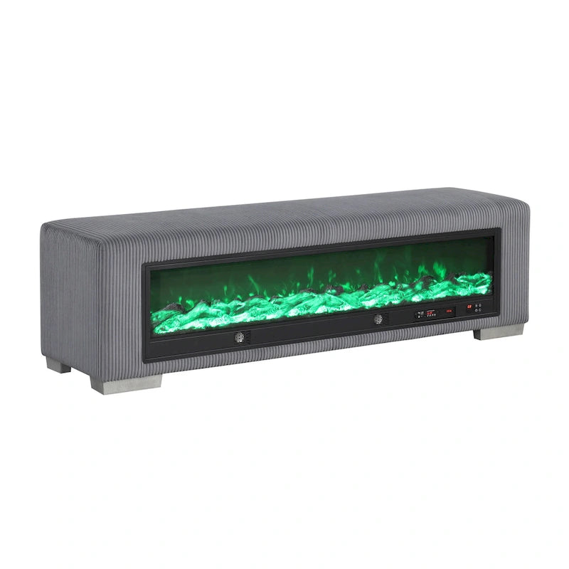 Chenille-Sitzbank mit Kamin-Simulator und Bluetooth-Audio
