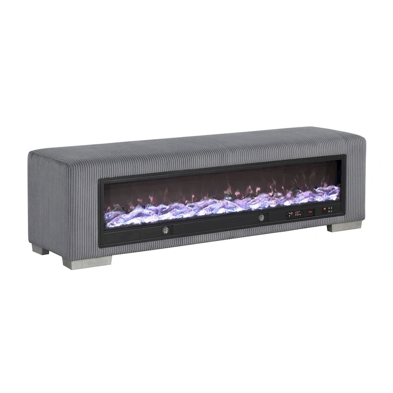 Chenille-Sitzbank mit Kamin-Simulator und Bluetooth-Audio
