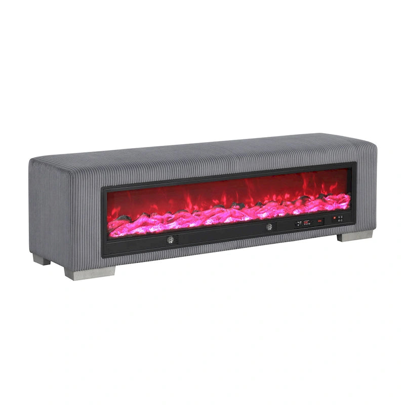 Chenille-Sitzbank mit Kamin-Simulator und Bluetooth-Audio