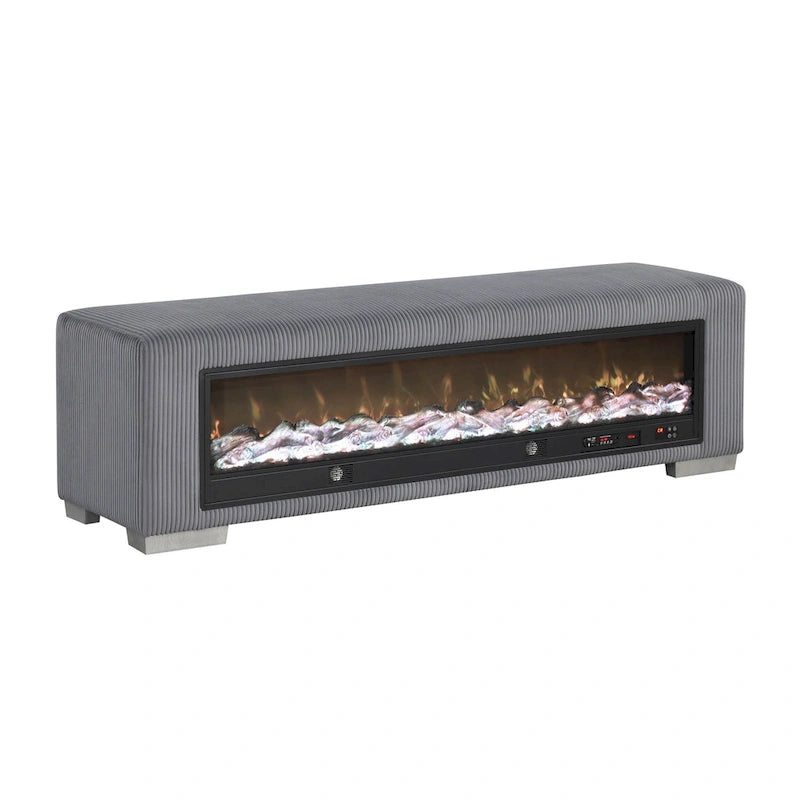 Chenille-Sitzbank mit Kamin-Simulator und Bluetooth-Audio
