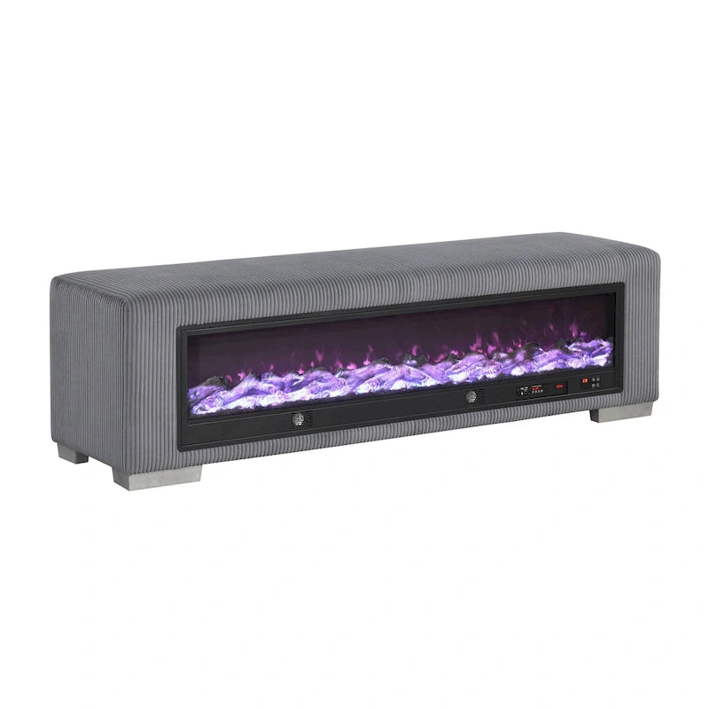 Chenille-Sitzbank mit Kamin-Simulator und Bluetooth-Audio