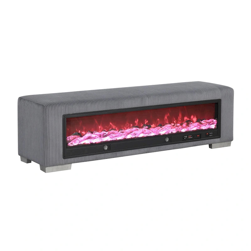 Chenille-Sitzbank mit Kamin-Simulator und Bluetooth-Audio