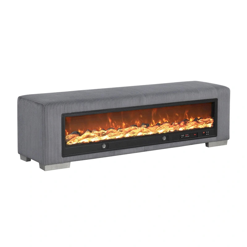 Chenille-Sitzbank mit Kamin-Simulator und Bluetooth-Audio