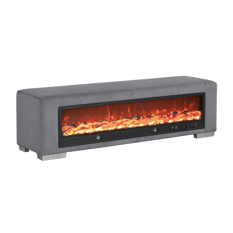 Chenille-Sitzbank mit Kamin-Simulator und Bluetooth-Audio