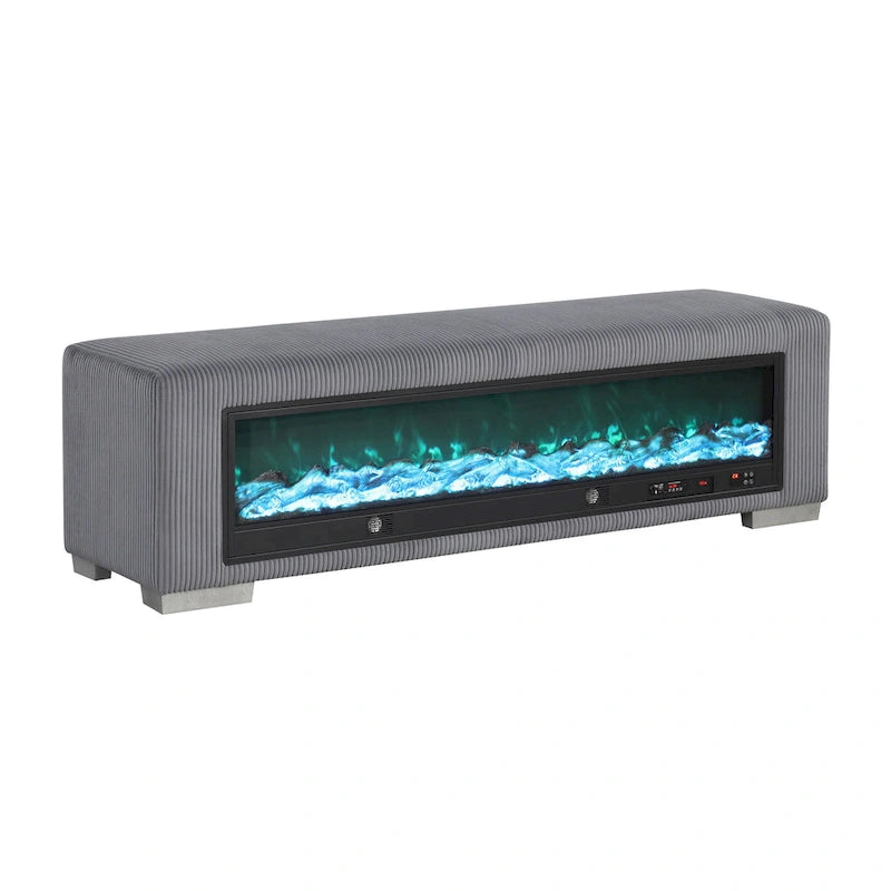Chenille-Sitzbank mit Kamin-Simulator und Bluetooth-Audio