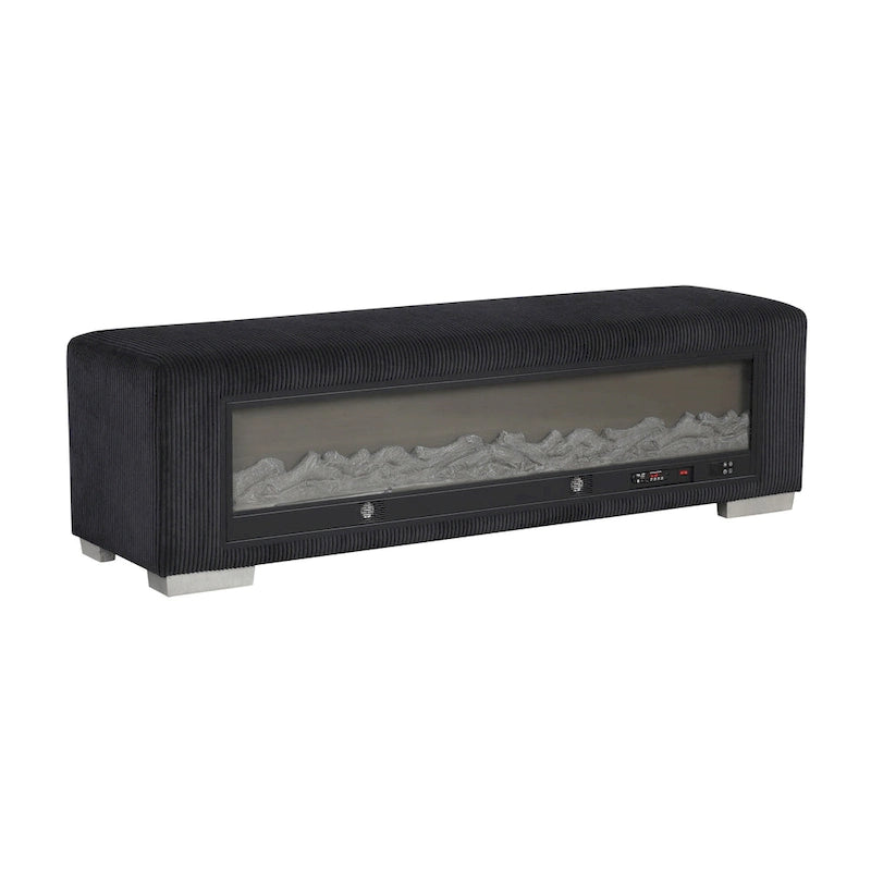 Chenille-Sitzbank mit Kamin-Simulator und Bluetooth-Audio