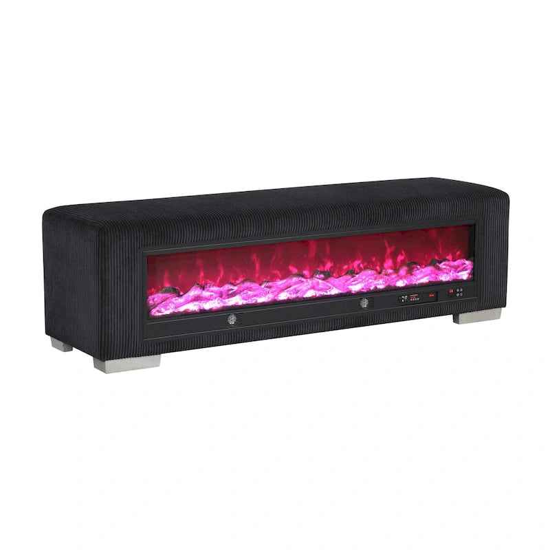 Chenille-Sitzbank mit Kamin-Simulator und Bluetooth-Audio