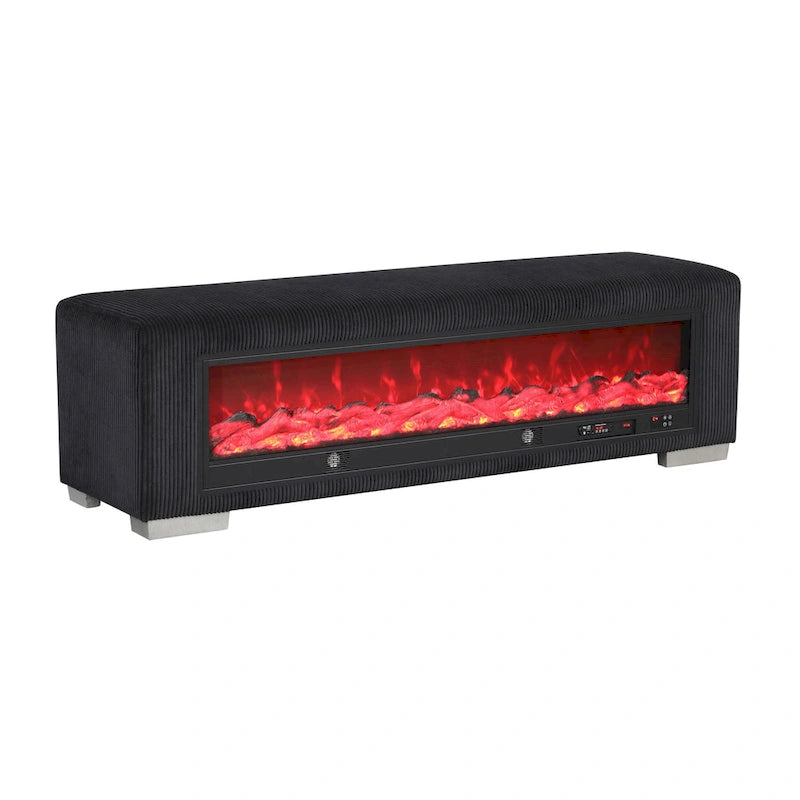 Chenille-Sitzbank mit Kamin-Simulator und Bluetooth-Audio