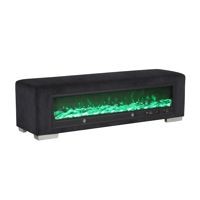 Chenille-Sitzbank mit Kamin-Simulator und Bluetooth-Audio