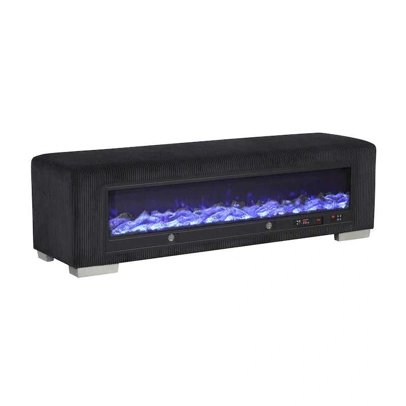 Chenille-Sitzbank mit Kamin-Simulator und Bluetooth-Audio