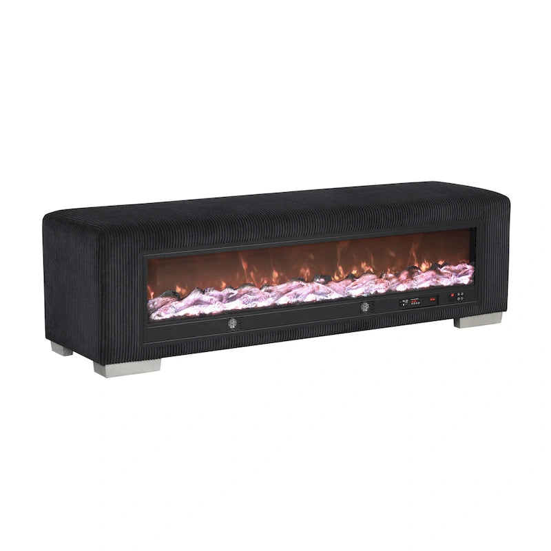 Chenille-Sitzbank mit Kamin-Simulator und Bluetooth-Audio