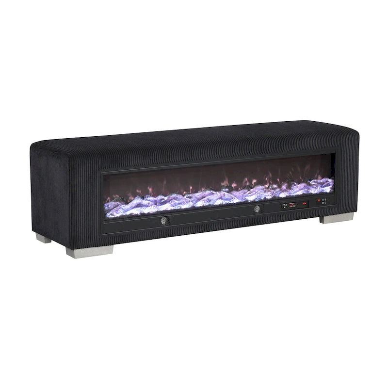 Chenille-Sitzbank mit Kamin-Simulator und Bluetooth-Audio
