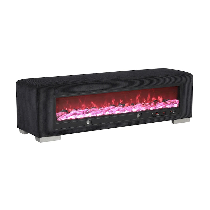 Chenille-Sitzbank mit Kamin-Simulator und Bluetooth-Audio