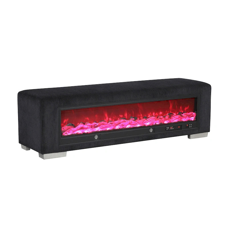 Chenille-Sitzbank mit Kamin-Simulator und Bluetooth-Audio