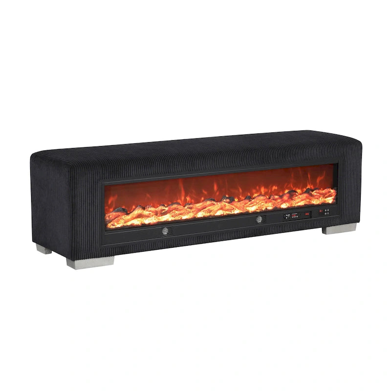 Chenille-Sitzbank mit Kamin-Simulator und Bluetooth-Audio