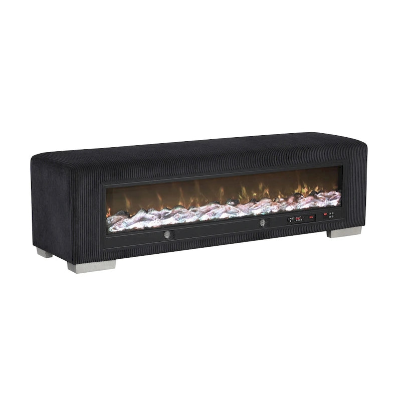 Chenille-Sitzbank mit Kamin-Simulator und Bluetooth-Audio