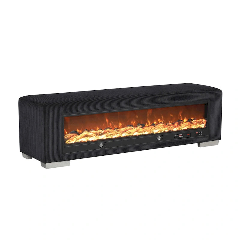 Chenille-Sitzbank mit Kamin-Simulator und Bluetooth-Audio