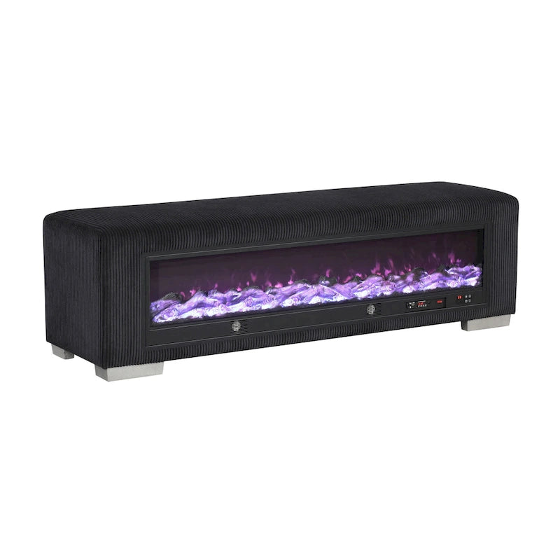 Chenille-Sitzbank mit Kamin-Simulator und Bluetooth-Audio
