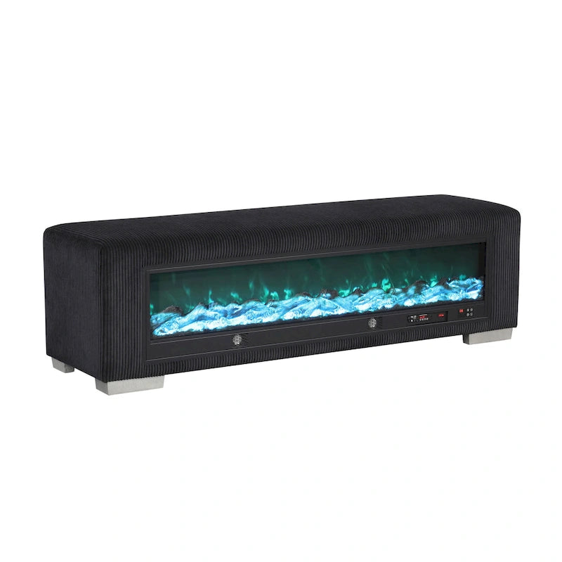 Chenille-Sitzbank mit Kamin-Simulator und Bluetooth-Audio