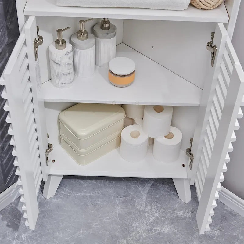 68 Zoll hoher Eckschrank mit Lamellentür, Mid-Century-Stil