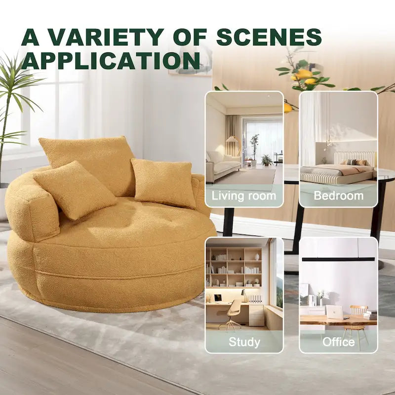 Round Lazy Sofa Chair ¨C White/Blue/Grey/Yellow/Orange/Rose Red/Navy/Green, Single & Couple Seat