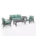 Kaplan 5pc Outdoor Sofa Set with Sofa & 2 Chairs with Coffee Table & Side Table - Crosley