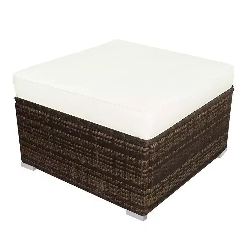 Costway 5PCS Patio Rattan Wicker Furniture Set Armless Sofa Ottoman Cushioned Garden