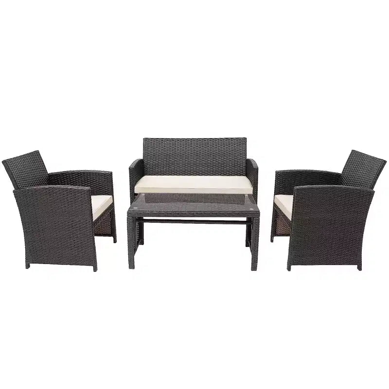 Costway 8PCS Patio Rattan Furniture Set Cushioned Chair Sofa Coffee Table White\Navy\Turquoise\Red