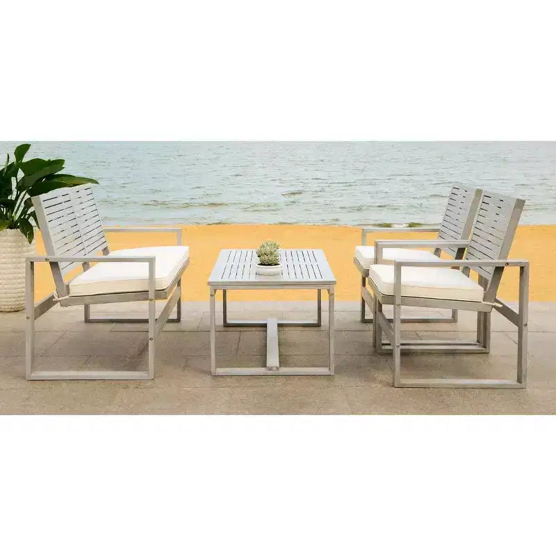 Ozark 4 Piece Patio Set - Indoor/Outdoor - FOX6007 - Safavieh Couture